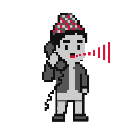 pixel person on the phone