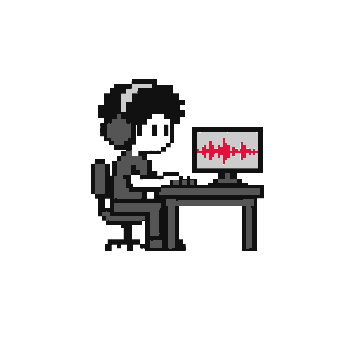 pixel person reviewing audio